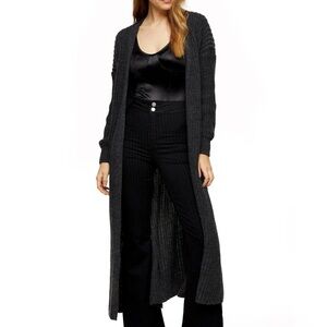 Topshop open front maxi cardigan in charcoal